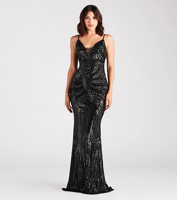 Pauline Formal Sequin Draped Bead Bodycon Dress