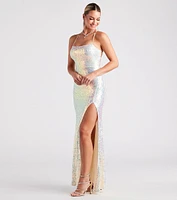 Aniyah Formal Sequin Lace-Up Dress