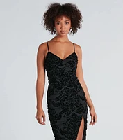 Paxton Formal Flocked Velvet Ruched Dress