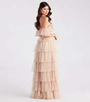 Angela Ruffled Tulle A-Line Formal Dress