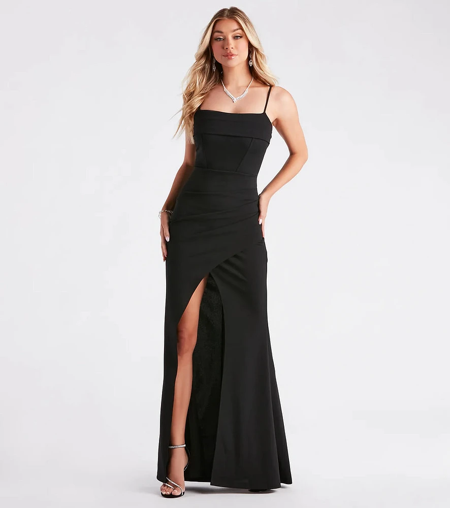 Heather Formal Crepe Mermaid Long Dress