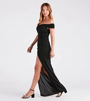 Bebe Formal Glitter Wrap Dress