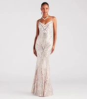 Angelina Formal Lace-Up Sequin Mermaid Dress