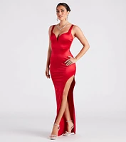 Marie Formal Satin Sweetheart Long Dress