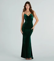 Brenda Formal Velvet Strappy Mermaid Dress