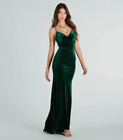 Brenda Formal Velvet Strappy Mermaid Dress