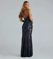 Karissa Formal Sequin Strappy Mermaid Dress