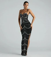 Ashanti Formal Rhinestone High Slit Long Dress