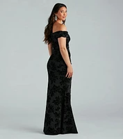 Darcey Formal Flocked Velvet Mermaid Dress