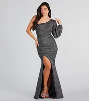 Sierra Formal Glitter Long Sleeve Mermaid Dress