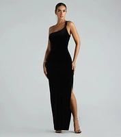 Lilian Formal Glitter Velvet Strappy Back Long Dress