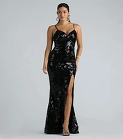 Sandy Formal Velvet Sequin Mermaid Dress