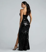 Sandy Formal Velvet Sequin Mermaid Dress