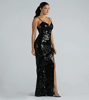 Sandy Formal Velvet Sequin Mermaid Dress