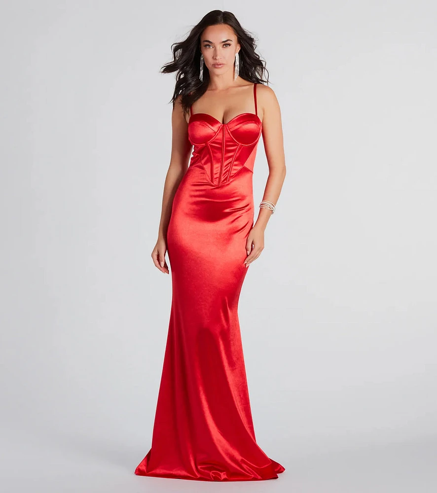 Francine Formal Satin Bustier Mermaid Dress