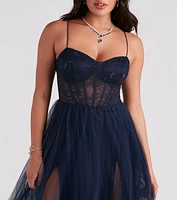 Hailey Lace Bustier Tulle Formal Dress