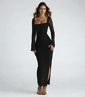 Becka Formal Mesh High Slit Long Dress