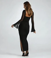 Becka Formal Mesh High Slit Long Dress