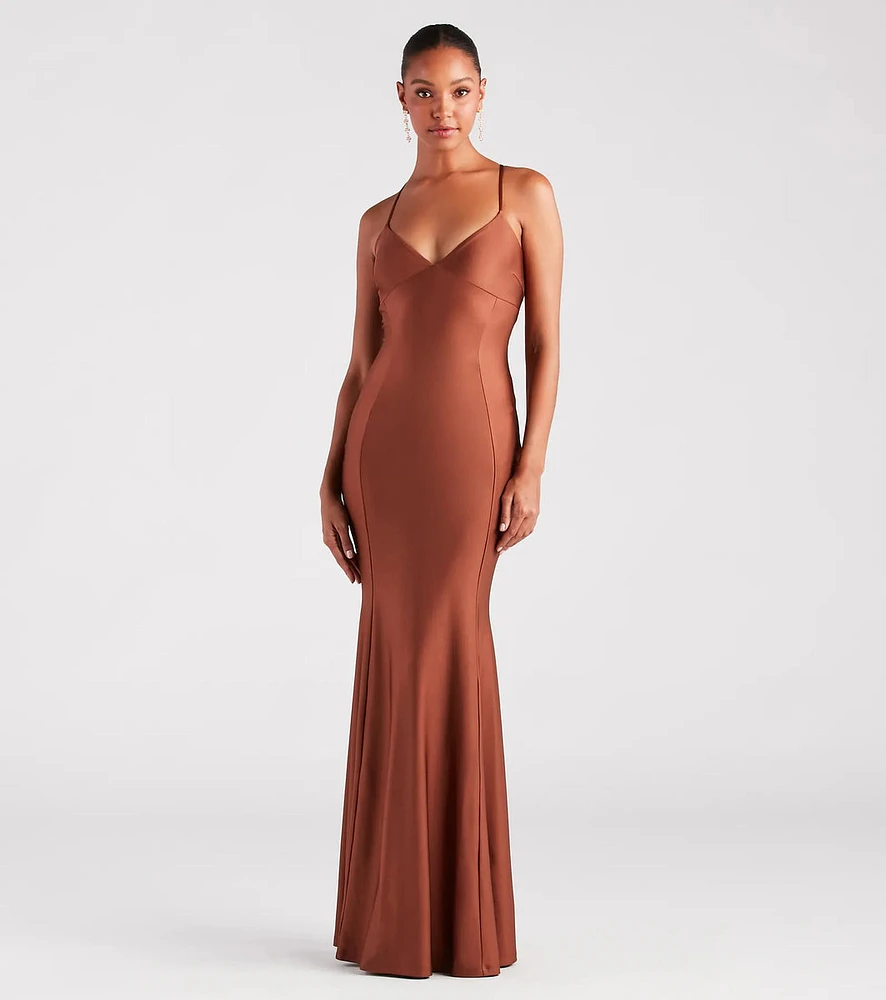 Laine Formal Lace-Up Mermaid Long Dress