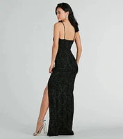 Eve Formal Velvet Scroll Mermaid Long Dress