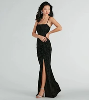 Eve Formal Velvet Scroll Mermaid Long Dress