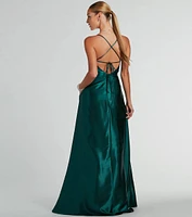 Tabitha Lace Up A-Line Satin Formal Dress