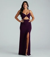 Cindy Formal V-Neck Cutout A-Line Long Dress