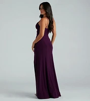 Cindy Formal V-Neck Cutout A-Line Long Dress