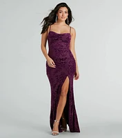 Vivian Cowl Neck Mermaid Mesh Formal Dress