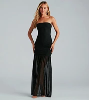 Shaliee Formal Mesh Strapless Mermaid Dress