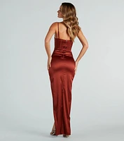 Emmaline Formal Satin Bustier Long Dress