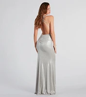 Kate Formal Metallic Open Back Mermaid Dress