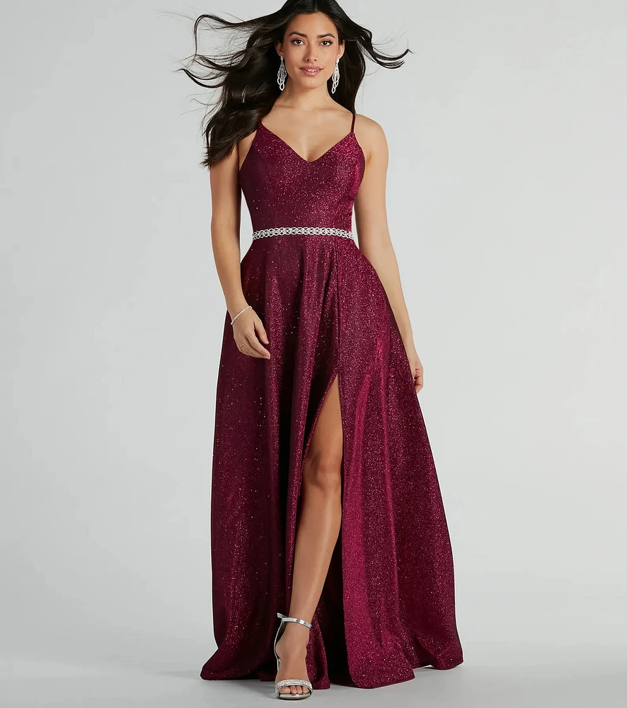 Tanya Formal Glitter A-Line Long Dress