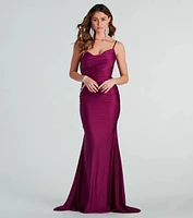 Reagan Formal Satin Low Back Mermaid Dress