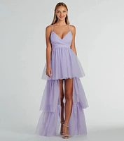 Ophelia V-Neck High Low Ruffle Tulle Formal Dress