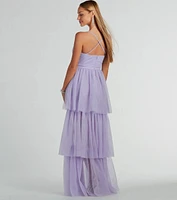 Ophelia V-Neck High Low Ruffle Tulle Formal Dress