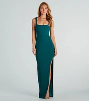 Diana Formal Crepe Corset Slit Long Dress