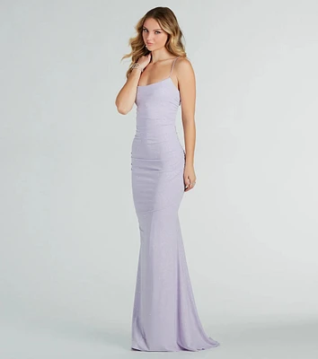 Rowan Formal Glitter Ruched Mermaid Dress