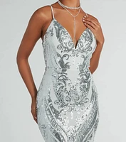 Margaux Lace Up Mermaid Sequin Formal Dress