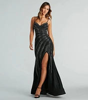 Tessa Formal Rhinestone Mermaid Slit Long Dress