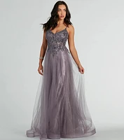 Vanessa A-Line Glitter Tulle Formal Dress