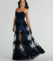 Thelma Sweetheart A-Line Velvet Tulle Dress