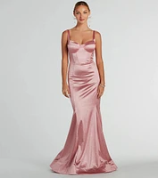 Ria Bustier Mermaid Glitter Satin Formal Dress