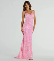 Jessa Lace-Up Mermaid Sequin Formal Dress