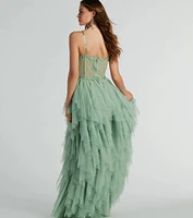 Keyla Floral Applique Tiered Ruffle Tulle Gown