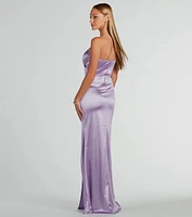 Aliyah Strapless Mermaid Satin Glitter Dress