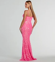 Julissa V-Neck Sequin Mesh Mermaid Dress