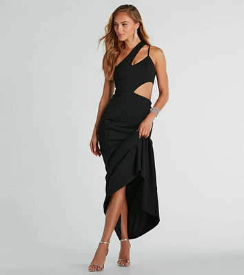 Katy V-Neck Cutout Mermaid Crepe Formal Dress