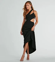 Katy V-Neck Cutout Mermaid Crepe Formal Dress