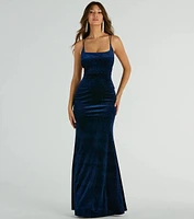 Reagan Strappy Mermaid Glitter Velvet Formal Dress